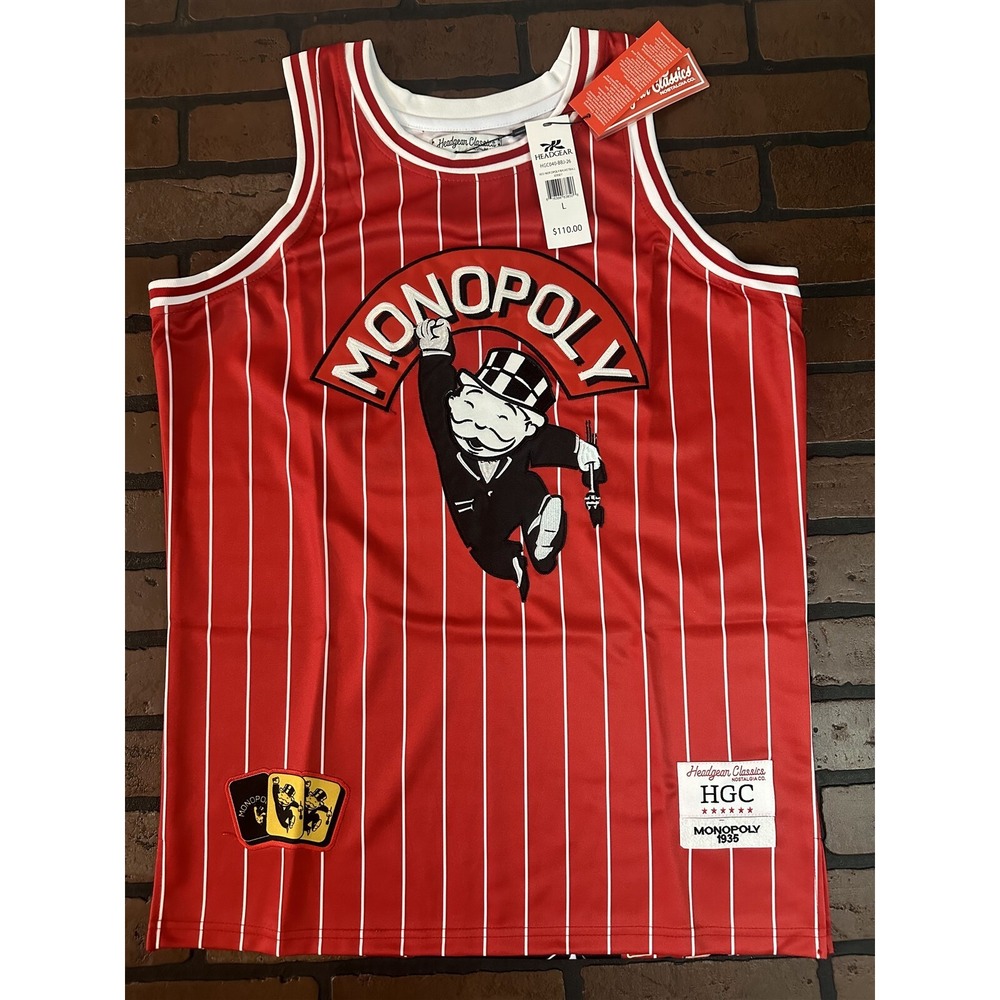 MONOPOLY Red‎ Headgear Classics Basketball Jersey ~Never Worn~ L